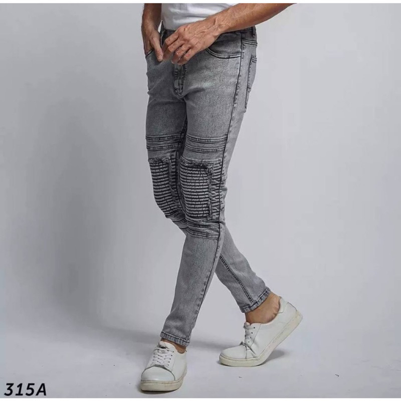 Celana jeans Pria Celana Jeans Biker Riders Pria Skinny Jeans Panjang Polos Sobek Popol