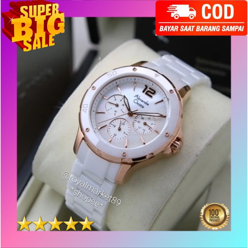 [PILIHAN WARNA LAIN GESER FOTONYA] ORI JAM TANGAN WANITA ALEXANDRE CHRISTIE ANALOG KERAMIK STRAP ARL