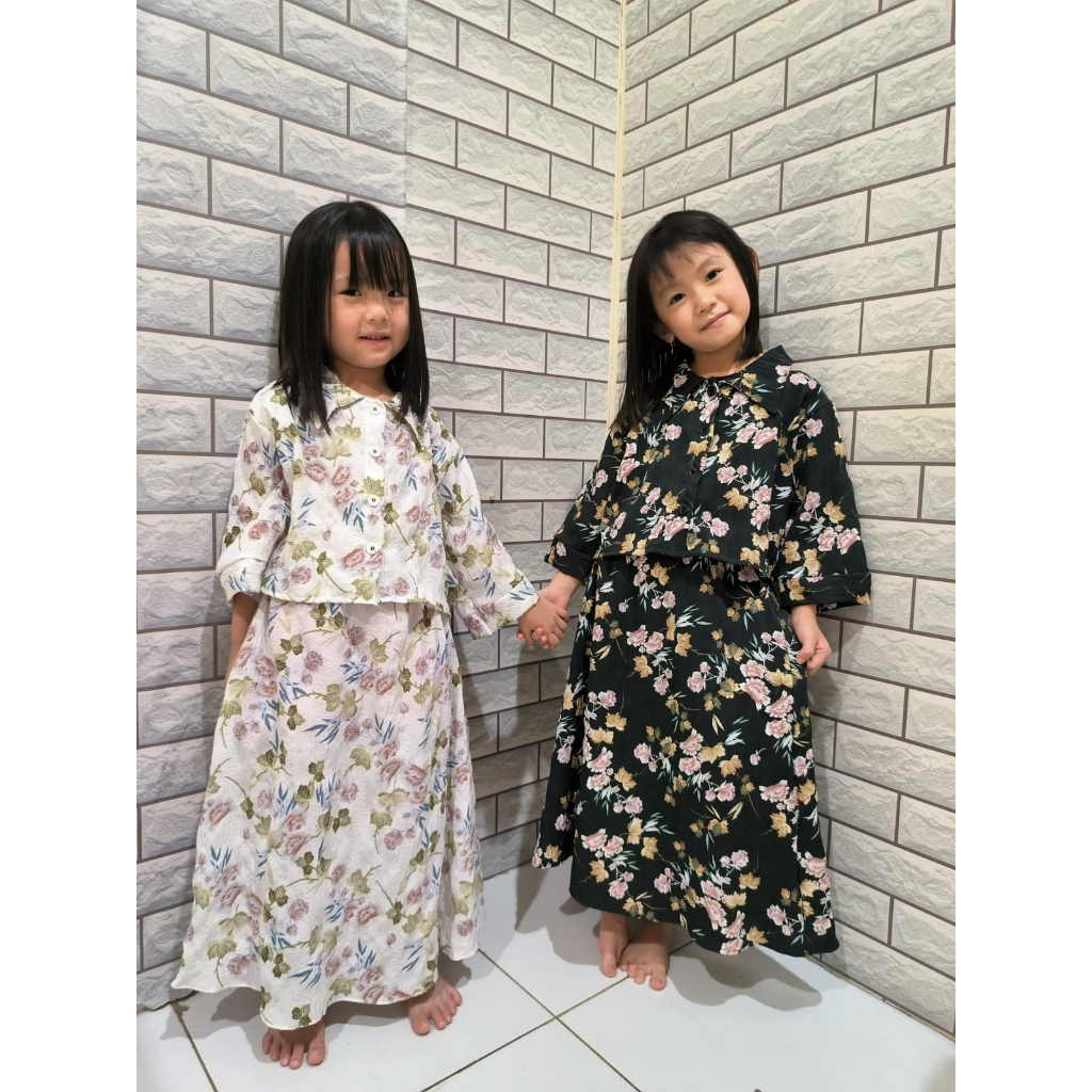 MOMOGI-SETELAN ROK ANAK VINTAGE / SETELAN ROK ANAK KEMEJA CROP KOREAN STYLE/ SETELAN ROK BAHAN CRINCKLE / Usia 4th-Anak Tanggung