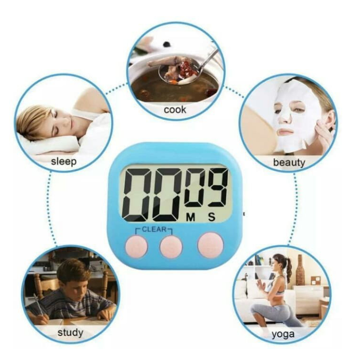 Digital Kitchen Timer Alarm Dapur Masak Clock Stopwatch Jam Digital