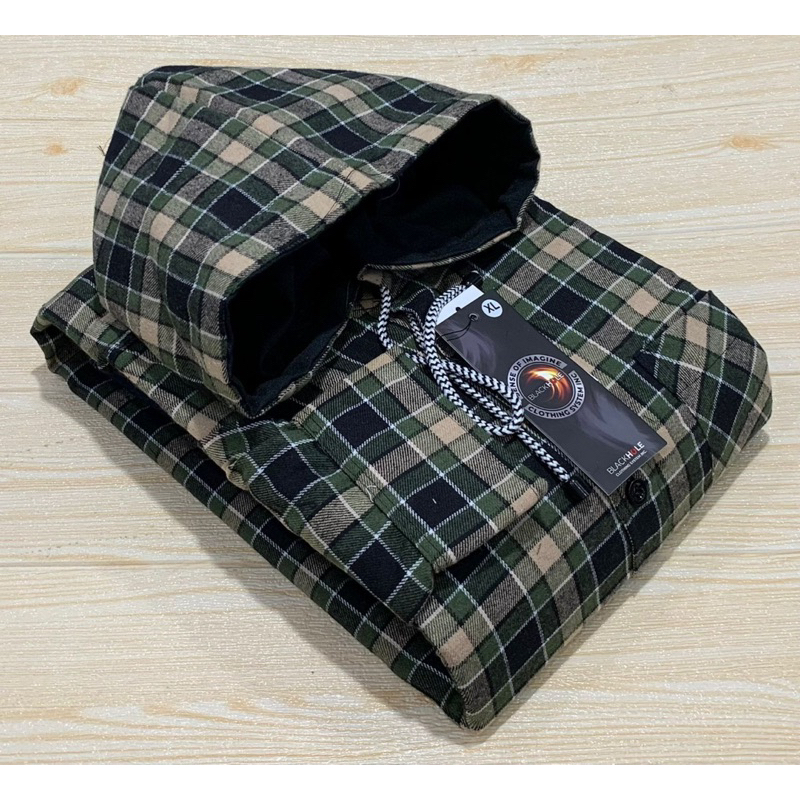 COD flanel hoodie pria dan wanita lengan panjang - flanel kupluk motif kotak kotak - flanel bertopi pria