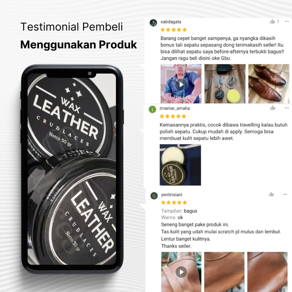 LEATHER WAX CRUDLACES 50 gr-LEATHER CARE-PERAWATAN PELEMBAB BAHAN KULIT-SEMIR SEPATU-WAX SEPATU KULI