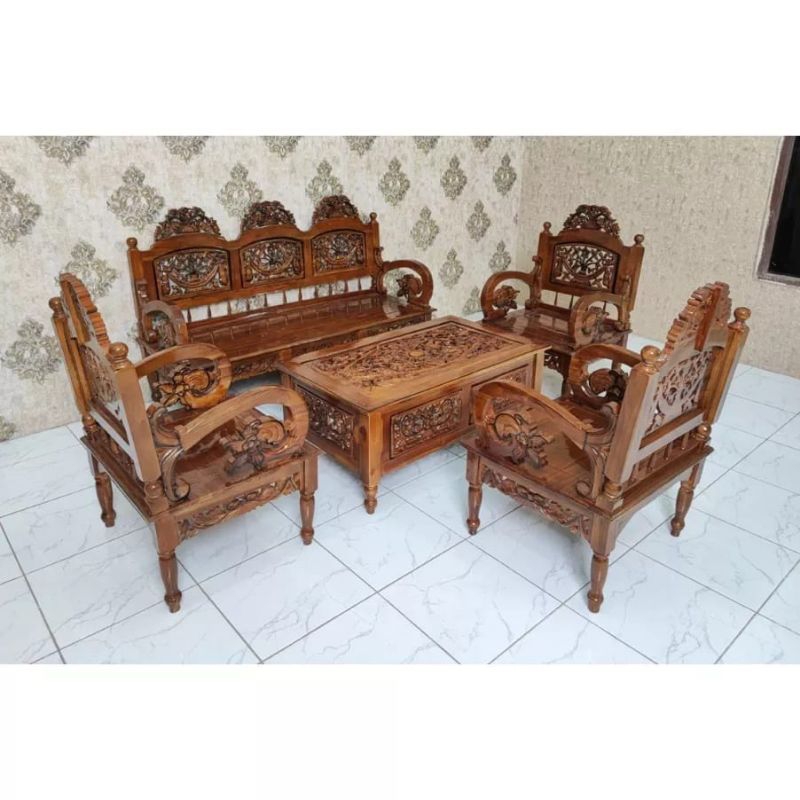 Kursi Tamu kayu Jati Jepara Arimbi Mahkota 3111 + Meja