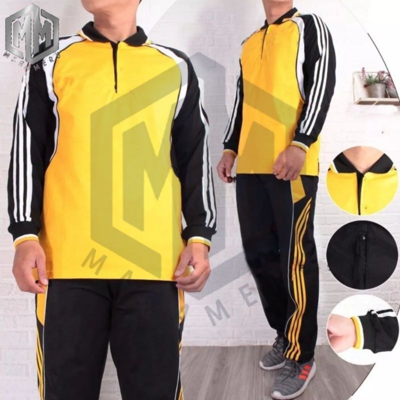Baju Set Pakaian Olahraga Wanita Pria Lengan Panjang / Setelan Senam Pria Wanita