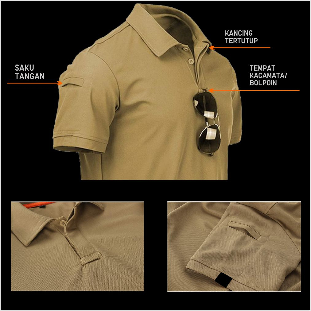 KAOS POLO SHIRT TACTICAL KAOS Lapangan Lengan Pendek