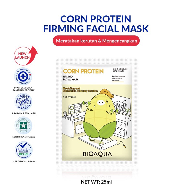 bgskinbukittinggi- BIOAQUA Masker Wajah Cereal Sheet Mask Facial Mask 25ml - Masker Muka Glowing Rice-Milk/Oat/Red Bean/Com Protein/Soybean - Masker Organik - BPOM | BIO AQUA Original 100%