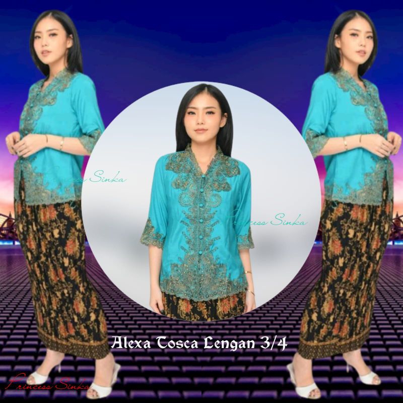 Promo kebaya Encim senada modern silky Korea import aplikasi brukat renda bordir