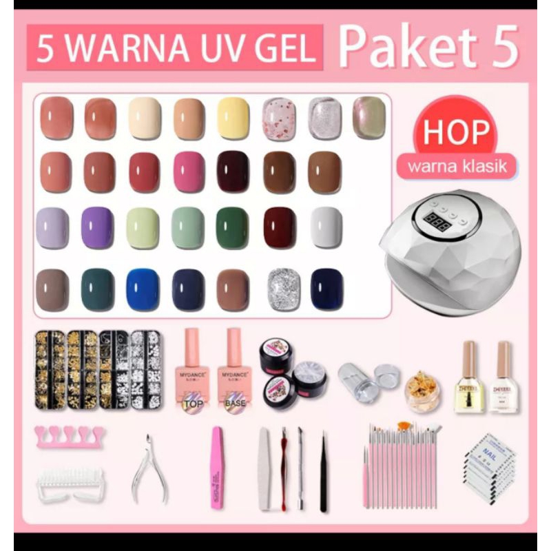 Paket nail art UV GeL set lengkap kutek lampu