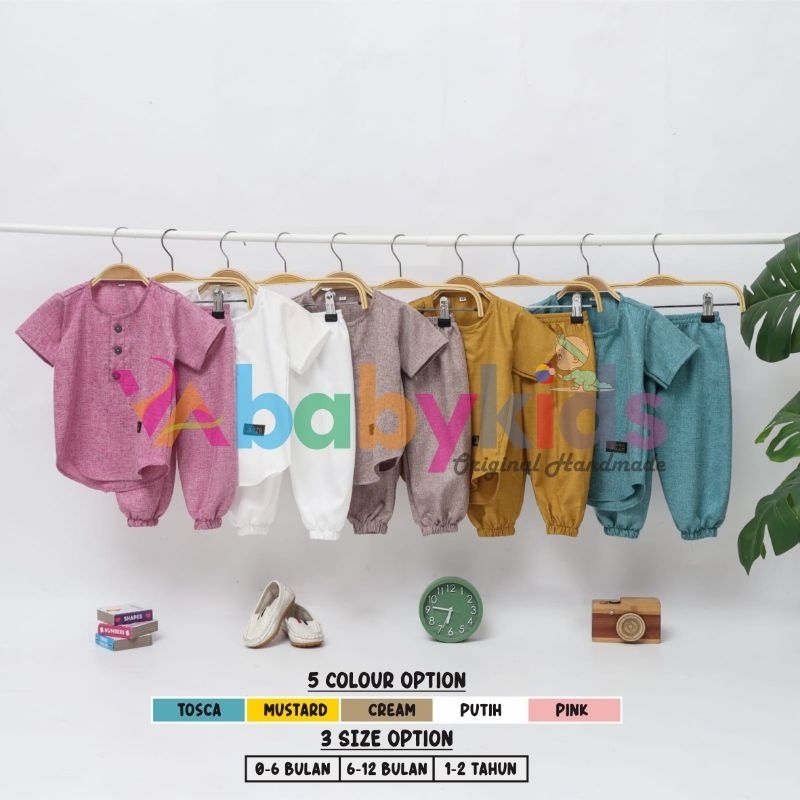Baju Koko Bayi / Setelan Baju Bayi  0 - 6 Bulan Bahan Katun Madinah / Kokoh AZZAM Anak Laki - Laki