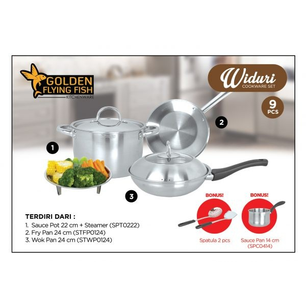 Panci Set Stainless Widuri - Golden Flying Fish