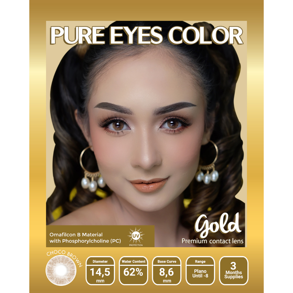 Softlens Warna Pure Eyes Color Gold Premium Contact Lens