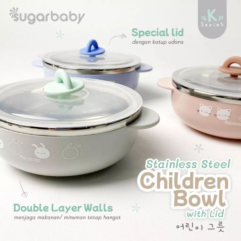 Sugar Baby Stainless Steel Childern Bowl With Lid/ Mangkok Stainless anak