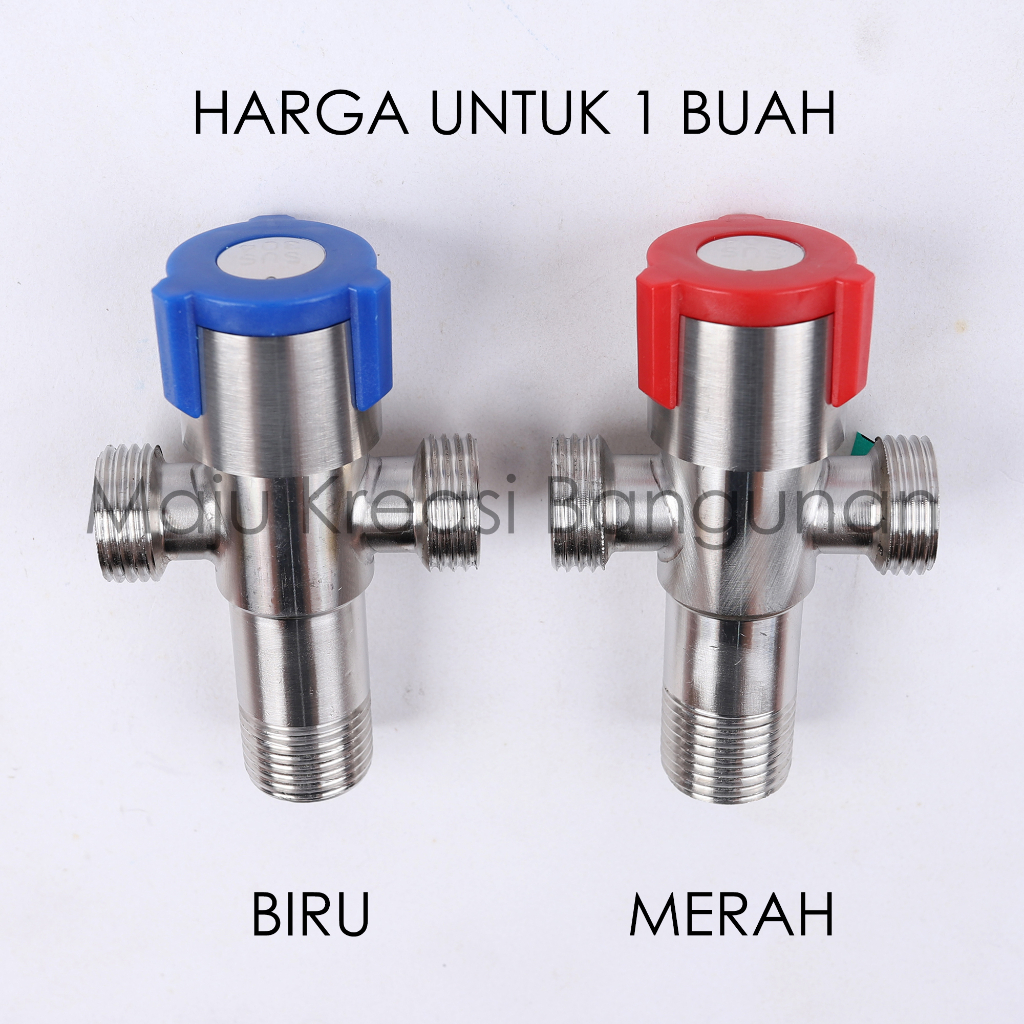 Stop Kran Kloset 2 Cabang Biru Merah Double Stainless Jet Shower SUS304 SUS 304 Kamar Mandi Blue Red Dobel
