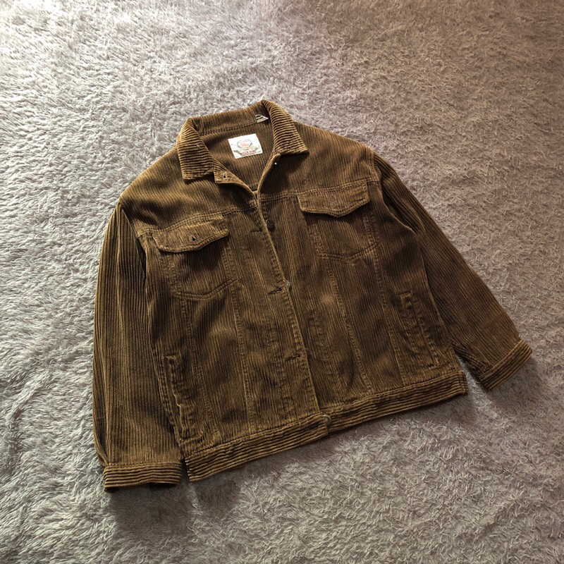 Corduroy Jacket Dark Brown Bugle Boy Trucker Japanese Vintage - Jaket Corduroy Corduray Coklat Tua