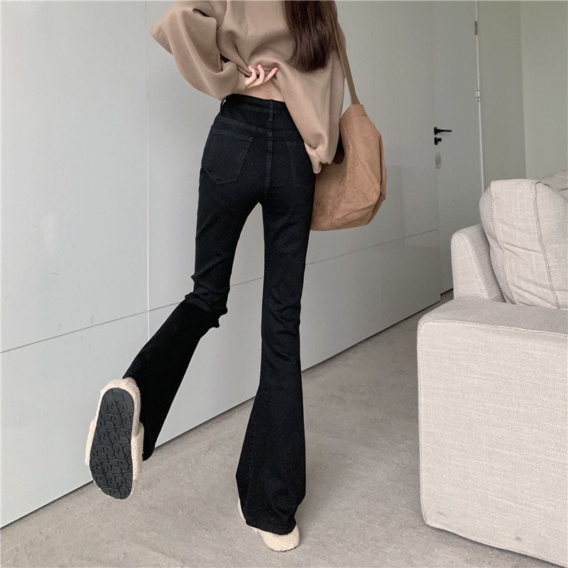 Korean Style Celana Kulot Jeans highwaist wanita baggy jeans Brown