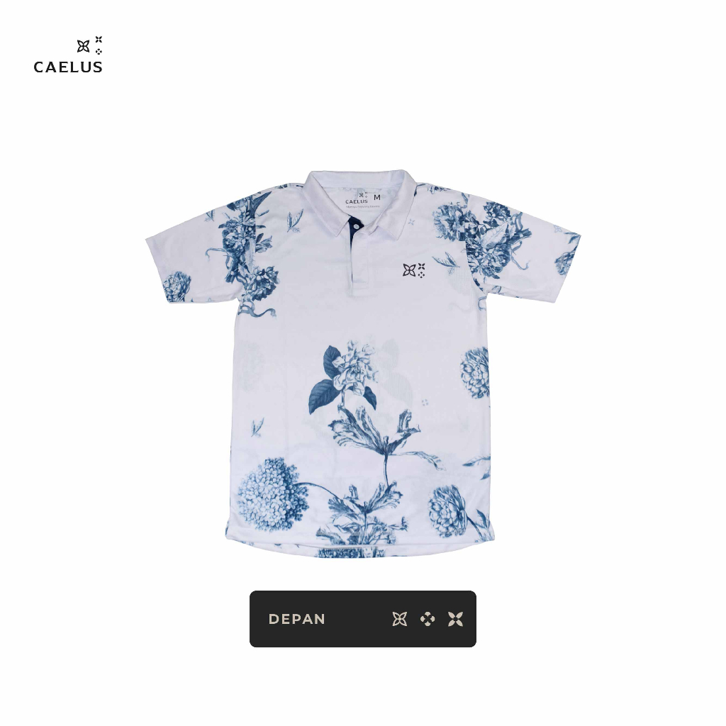 Caelus - White Floral Polo Shirt