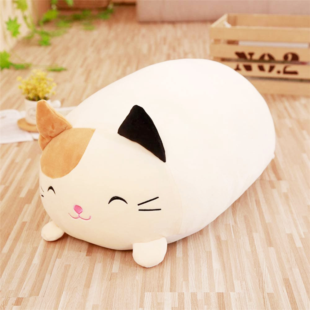 Boneka Bantal Karakter Kucing Lucu Plush Stuffed Toy - ZN91 - Cream