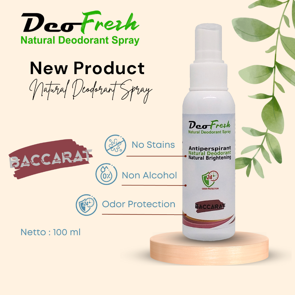 DEO FREZH Deodorant Tawas Spray Natural Deodoran Alami 100ML Mengatasi Bau Badan Ketiak Aroma BACCAR