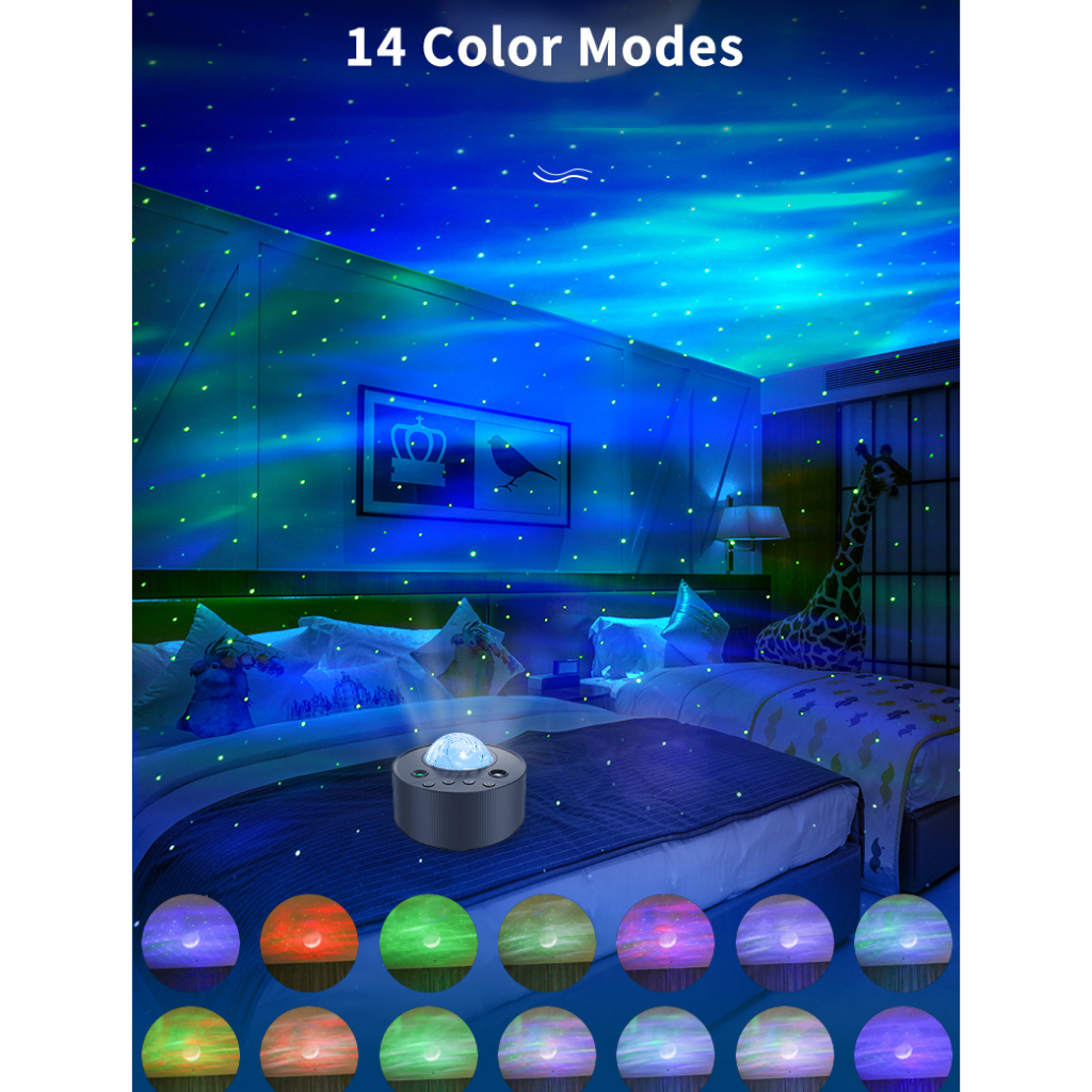 Lampu Tidur Proyektor Galaxy 14 Color Modes with Music 4W - AA-4 - White