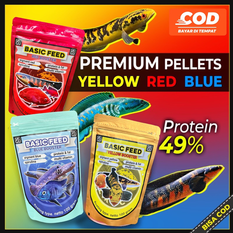 BASIC FEED pelet progres premium channa yellow sentarum red barito red sentarum blue pulchra orna or