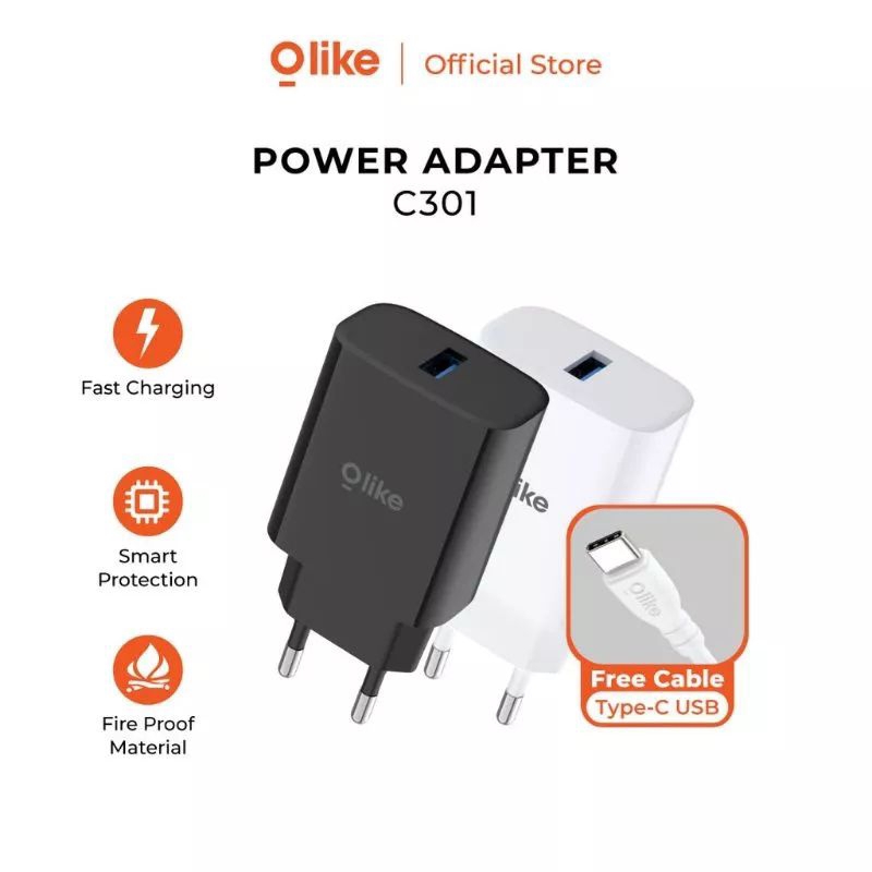 Olike C301 Charger Fast Charging Type C 18W For Xiaomi Vivo Oppo Samsung infinix