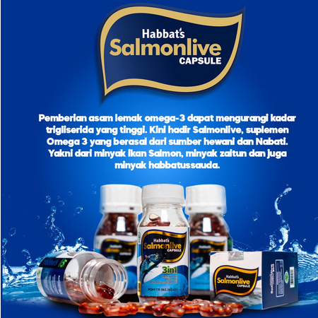 HABBATS Salmonlive 90 Kapsul Mengandung Omega 3 Trigliserida Asma Jantung Osteoporosis Kolesterol