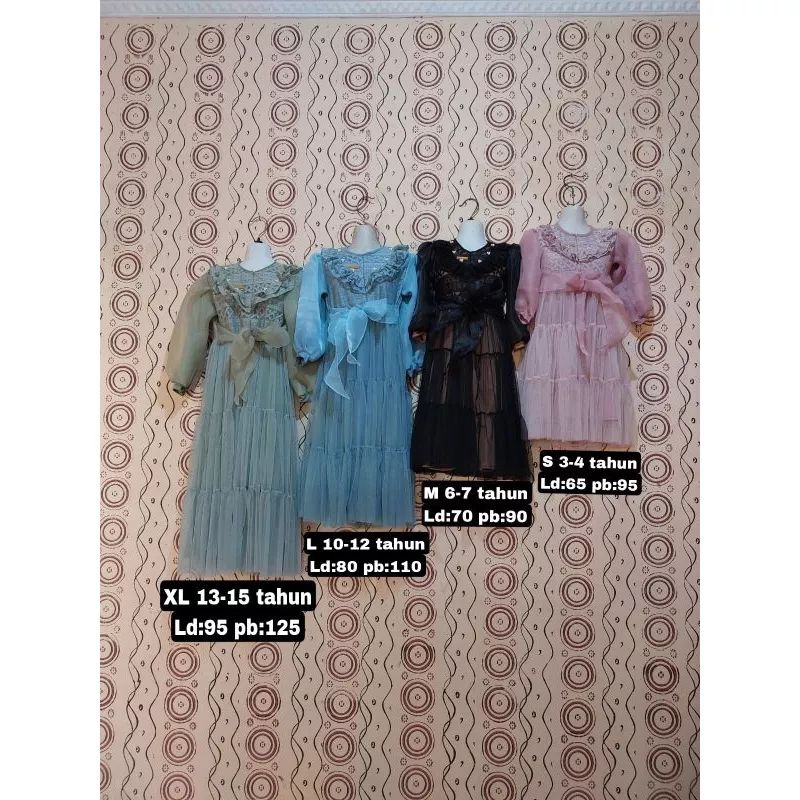 Gamis pesta princes burkat mix organza anak/gaun pesta anak burkat/dress anak organza terbaru/bisa cod/gamis gaun pesta anak inara