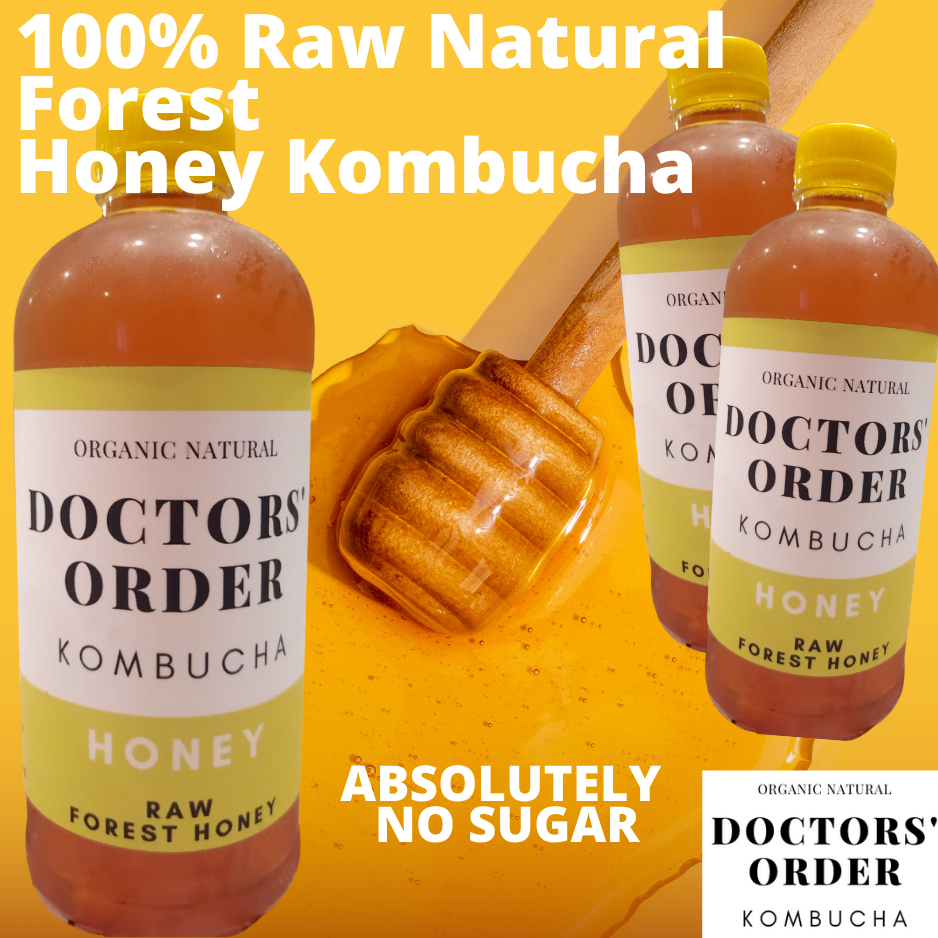 

1/2 Liter (500mL) Doctors' Order Kombucha (LIMITED PROMOTION): PURE RAW FOREST HONEY - NO Sugar.