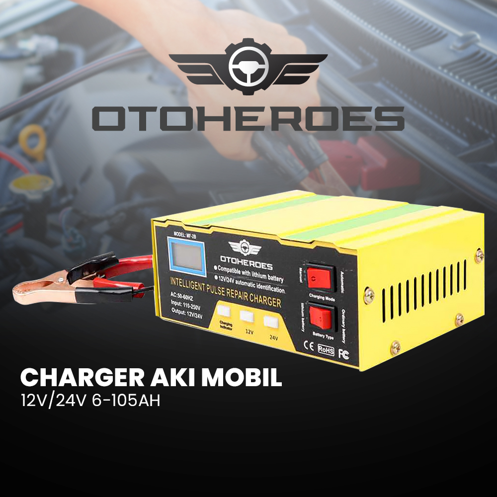 Charger Aki Mobil Motor Lead Acid Smart Battery Charger 12V / 24 V 6-105 AH - MF-2B - Yellow