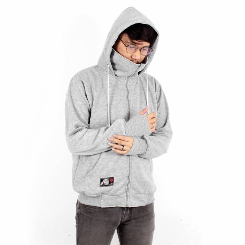 JAKET HOODIE NINJA ZIPPER ROUGHAND BASIC POLOS OVERSIZE