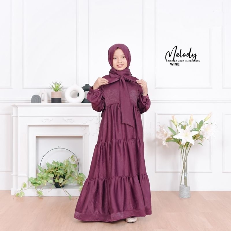 GAMIS MUSLIM ANAK 10-13 TAHUN/MELODY DRESS KIDS/GAMIS ANAK PEREMPUAN TERBARU/OLIVA KIDS ORIBELLE/FAR MOSLEMSTORE