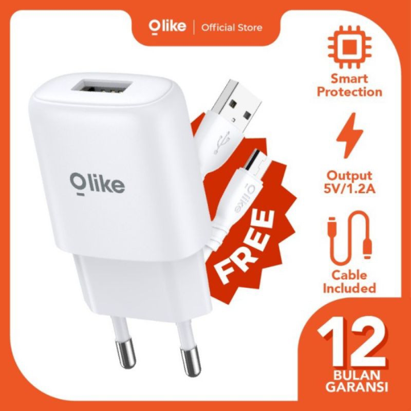 Olike C102 Adapter Adaptor Charger 6W Free Kabel Micro USB