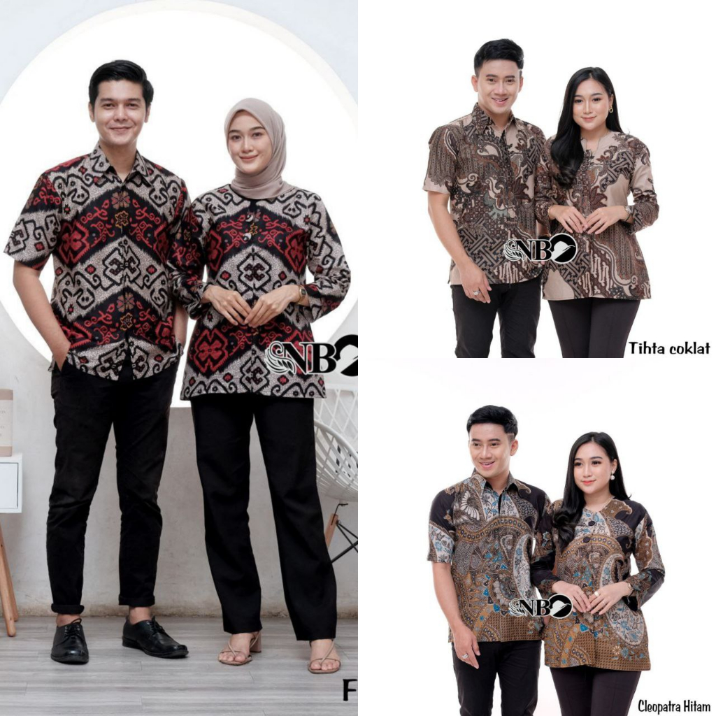 Baju Batik Couple Mawar M L XL XXL Atasan Baju Batik Pria Wanita