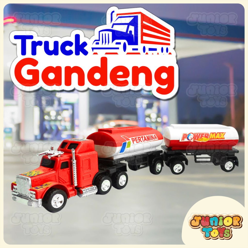 Mainan Mobil Tangki Truk Gandeng Pertamina Bensin Oil Tanker Truck Toys