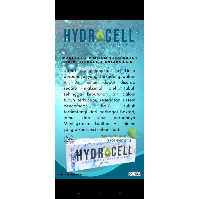 HYDROCELL PROBIOTIK 100% ORI