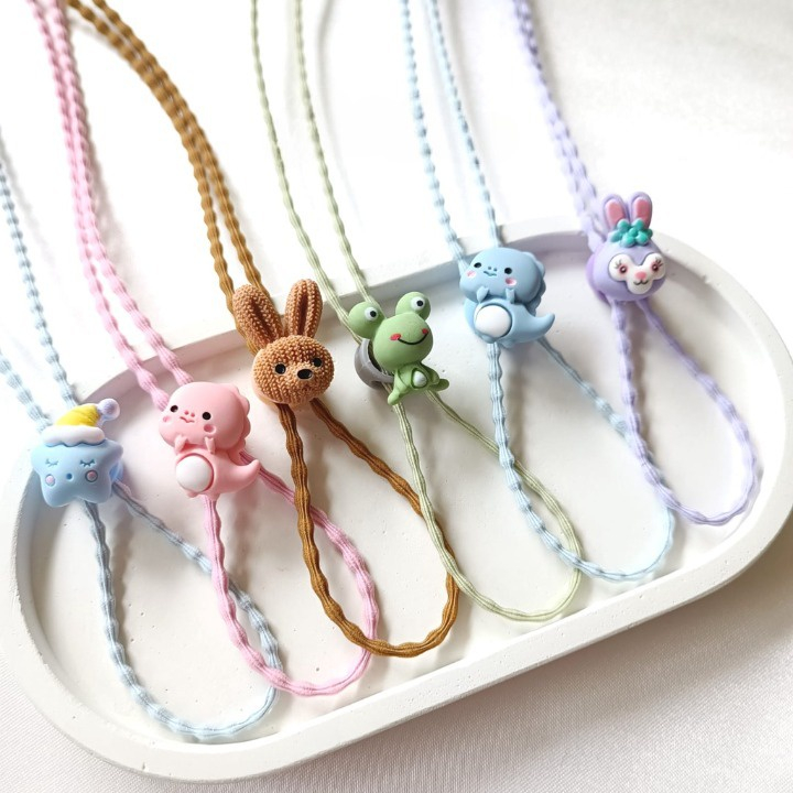 Tali kalung Masker anak dan dewasa strap masker 2 in 1 Karet Elastis / Stopper bunga karakter lucu /