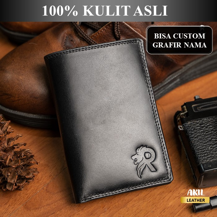 Dompet Lipat Kulit Pria Branded Reven Athena Leather Wallet Model 3/4 Bahan 100% Full Kulit Sapi Asli Original Premium Cowok Keren Terbaru