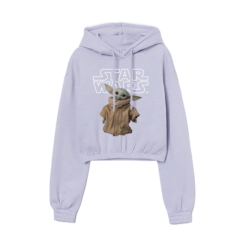 Hoodie Crop Basic Karet STARWARS HM Sweater Crop Hoodie Wanita HnM