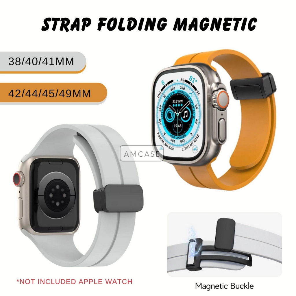 ( STRAP ONLY ) FOLDING MAGNETIC | TALI STRAP APPLE WATCH BUCKLE MAGNET - SERIES ULTRA 8 7 SE 6 5 4 3 2 1 | SIZE 38mm 40mm 41mm 42mm 44mm 45mm 49mm | Tali strap sport band iwatch smartwatch