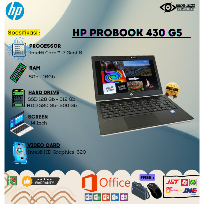 Laptop Rendering/Gaming HP Probook 430 G5  Core i7 Gen 8 Original, LAYAR 13,3 INCH