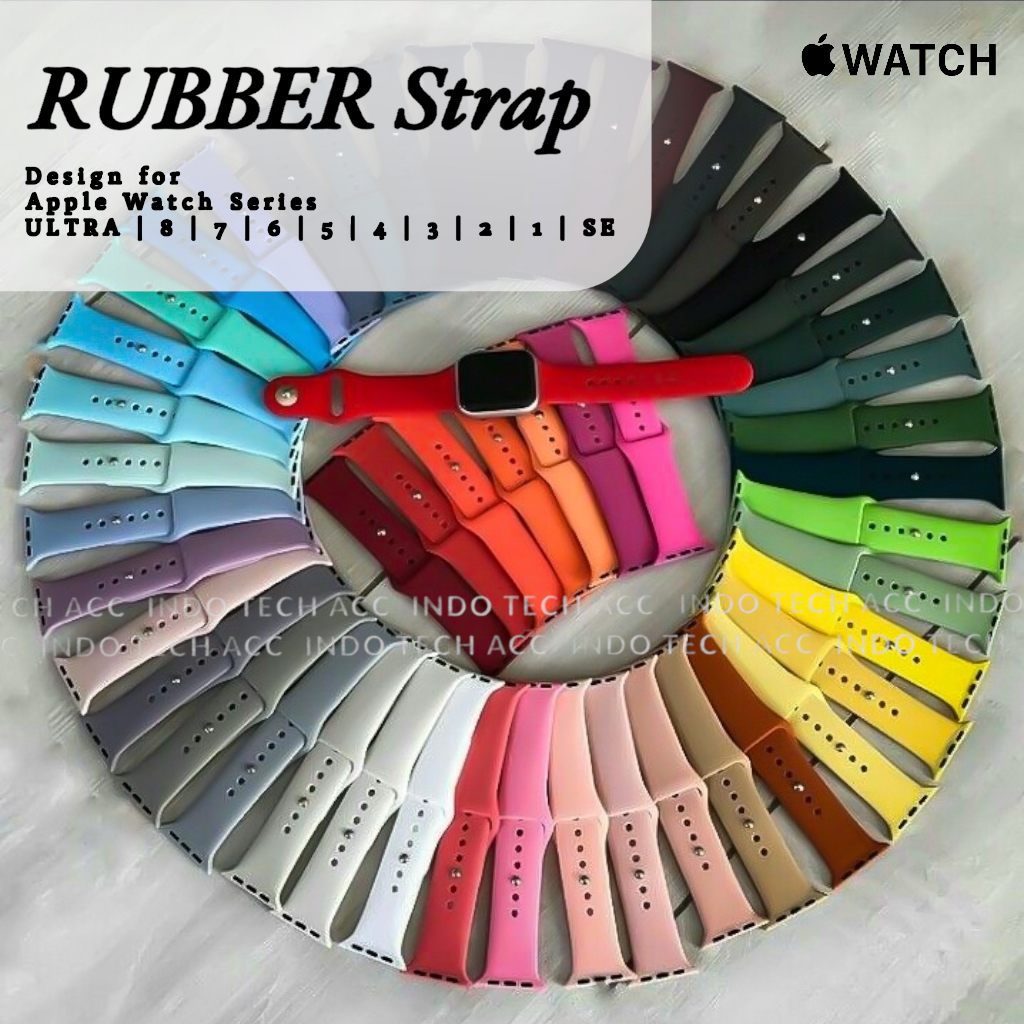 Tali Jam Apple Watch Ultra 8 7 6 5 4 3 2 1 SE Rubber SPORT Strap - TALI iWatch - BRACELET - STRAP SPORT BAND - GELANG iWatch - STRAP iWatch 49mm / 45mm / 44mm / 42mm / 41mm / 40mm / 38mm - Tali Jam iWatch Olahraga - Sport Strap