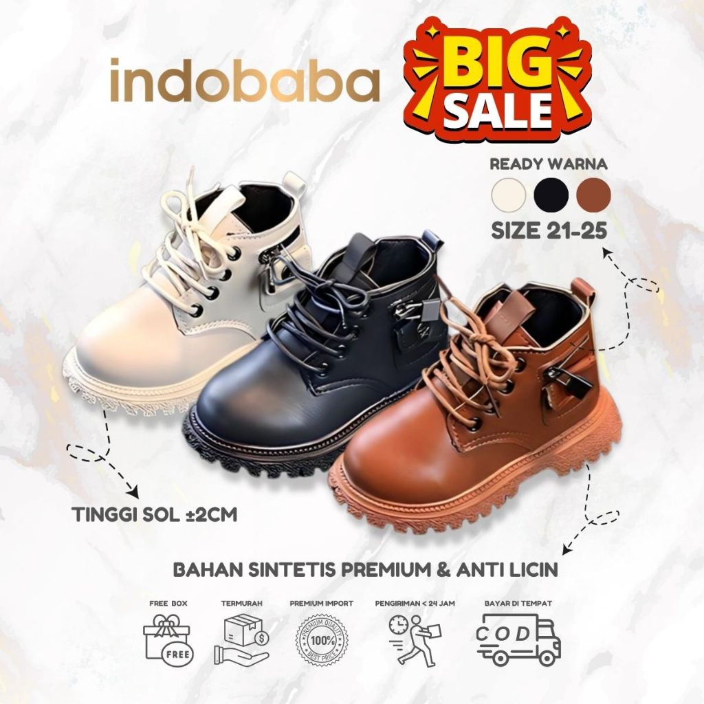 indobaba Sepatu Boots Anak Sepatu Boots Perempuan Anak Import Fashion 1-5 Tahun S134