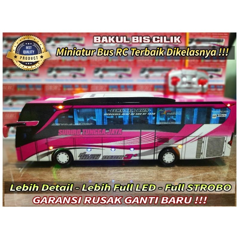 Miniatur bus RC sudiro tungga jaya STJ BAVIKHA remote control DETIL RAPIH FULL TELOLET FULL STROBO F