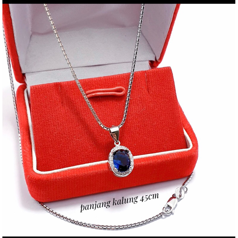 Kalung liontin mata biru kalung cewek kalung wanita perak 925 lapis emas putih