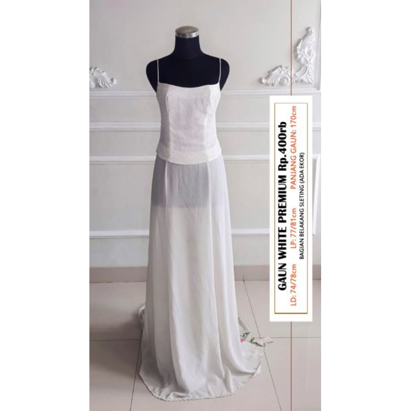 (GRATIS ONGKIR) GAUN WHITE PREMIUM 1/GAUN PESTA PRELOVED/GAUN PESTA BEKAS/GAUN EVENING/GAUN MOM SECO