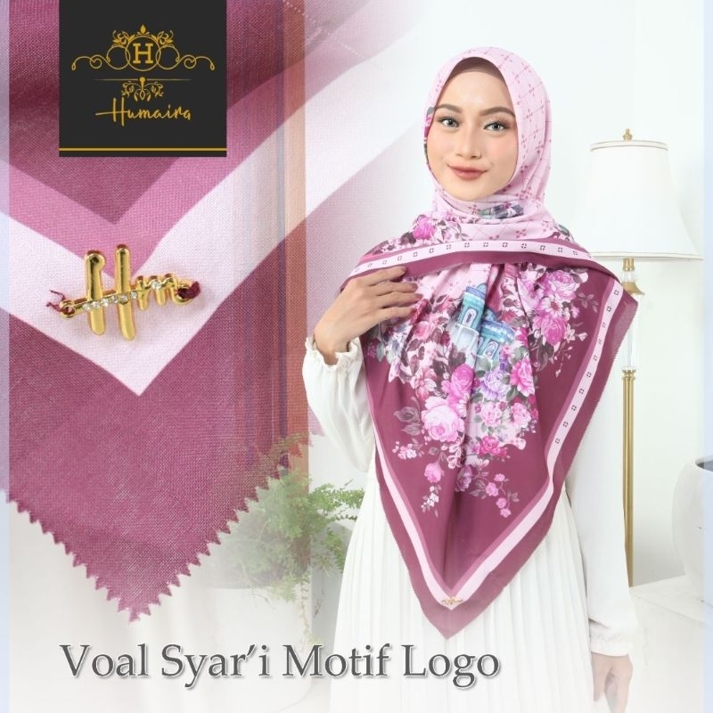 PAKET USAHA / SERAGAM JILBAB SEGI4 VOAL SYAR'I MOTIF LOGO HUMAIRA/HIJAB SEGIEMPAT HUMAIRA MOTIF JUMBO