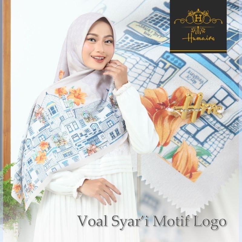 PAKET USAHA / SERAGAM JILBAB SEGI4 VOAL SYAR'I MOTIF LOGO HUMAIRA/HIJAB SEGIEMPAT HUMAIRA MOTIF JUMBO