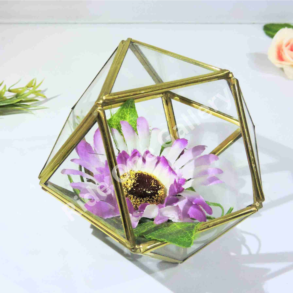 Terrarium Box / Ring Box/ Vas Bunga / Kotak Cincin / Seserahan Perhiasan Segitiga Tak Beraturan