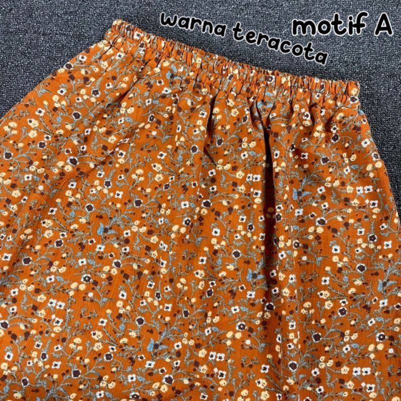 CASSIE ROK PANJANG MOTIF KOREAN STYLE JUMBO BIG SIZE CRINKLE