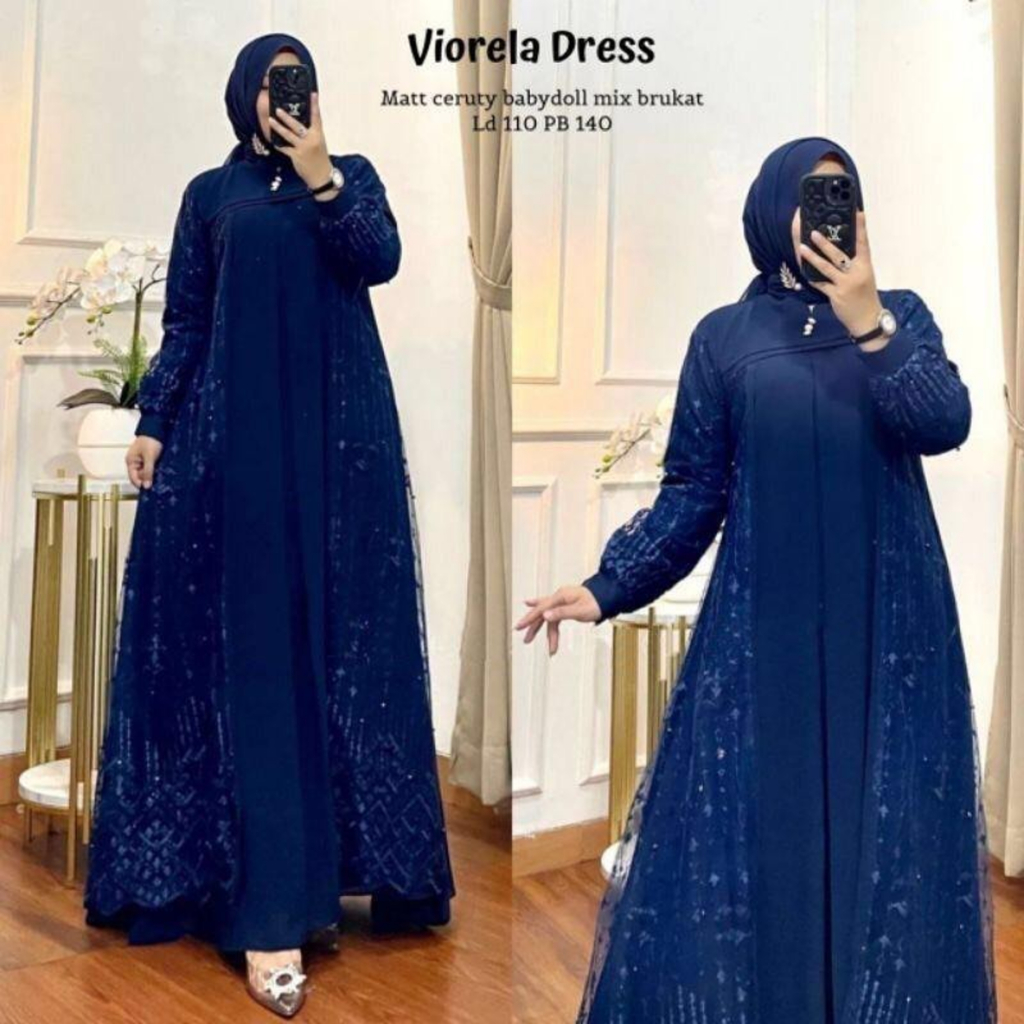 Bajurancak Baju Gamis Muslim Wanita Terbagus Kekinian 2023 Ceruty Brukat Terbaru Viorella Dress Brukat Ceruty Babydoll Pakaian Muslim Wanita Fashion Muslimah Outfit Kekinian Gaun Pesta muslim